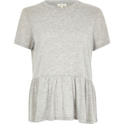 Grey soft peplum T-shirt